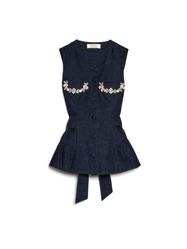 <b>DREAM</b> Brightside Denim Embellished Top - Image 7