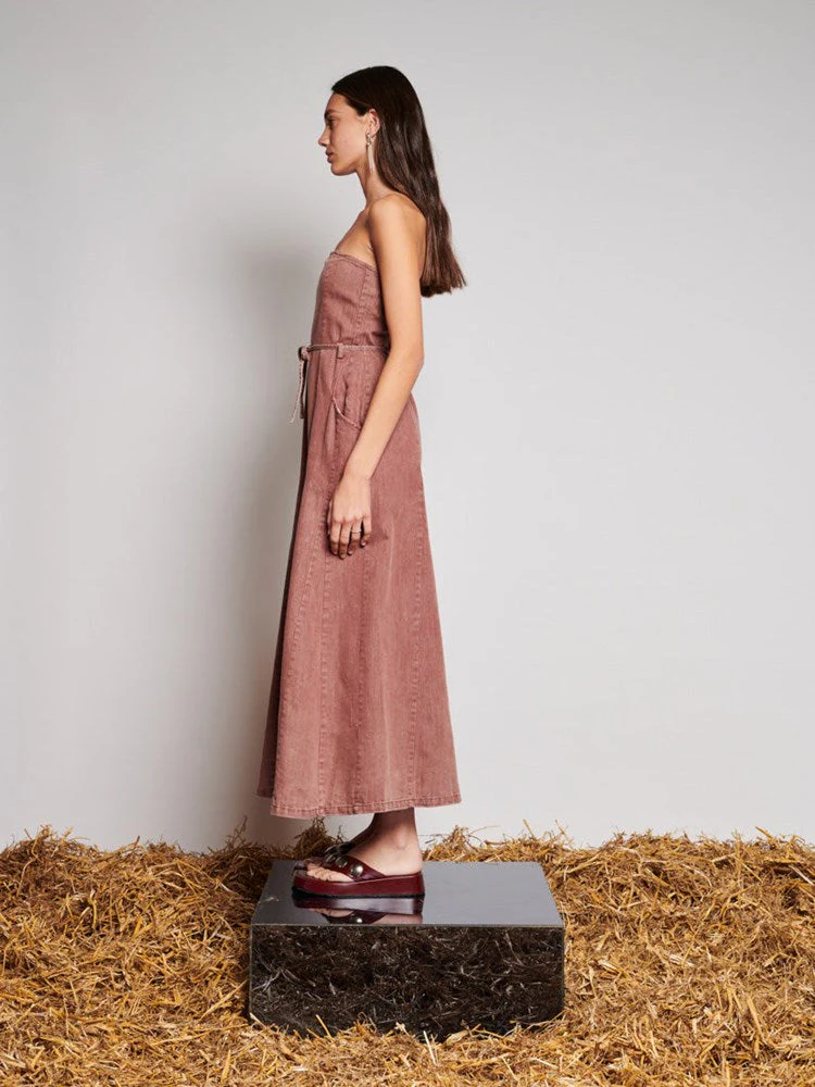 <b> Ghospell </b> Britt Denim Midi Dress - Image 3