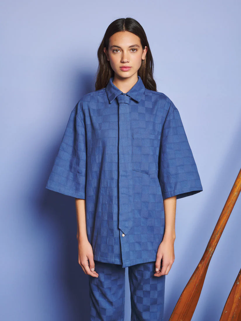 Cabin Embossed Denim Boxy Shirt - Image 3