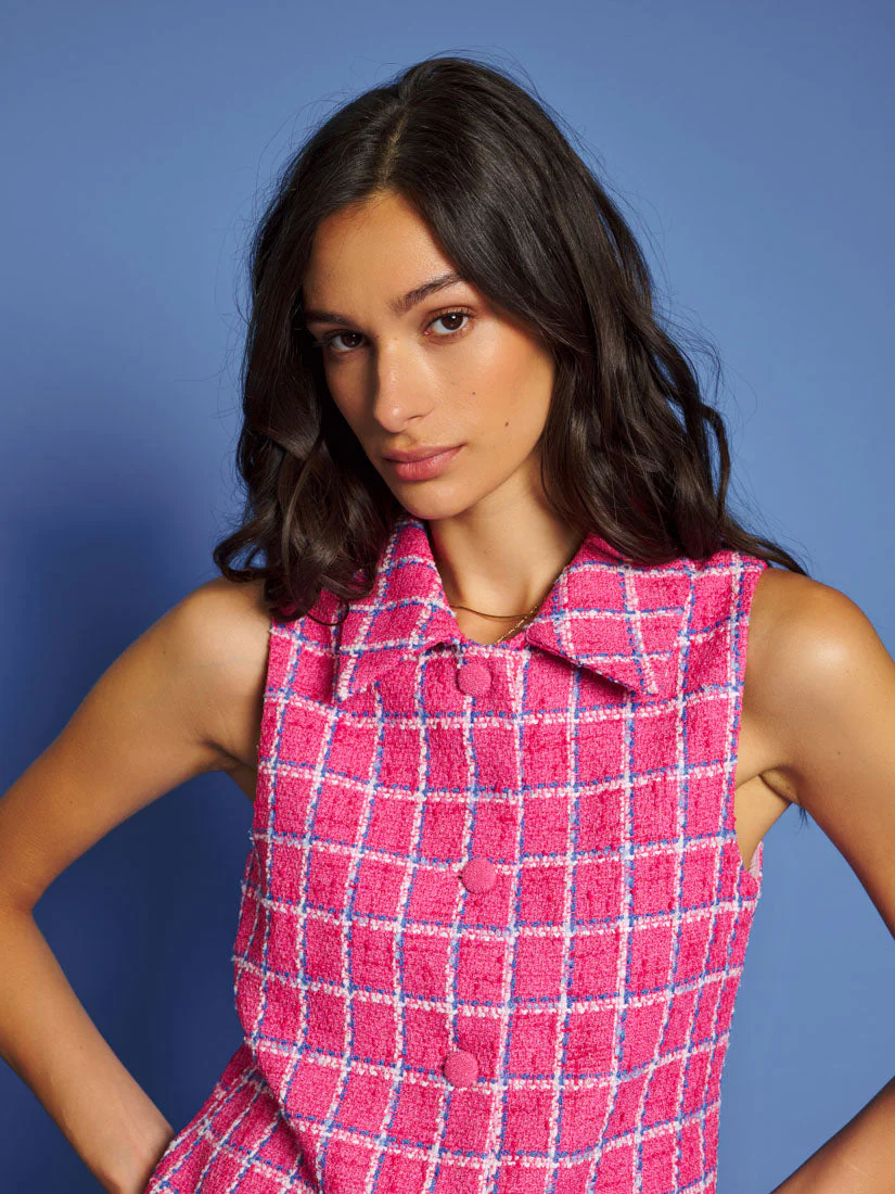 <b>DREAM</b> Cottage Check Tweed Vest - Image 5