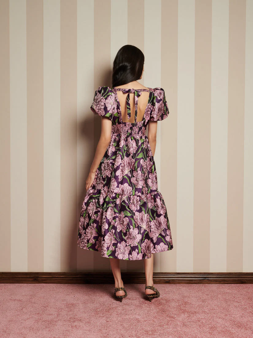 Floraison Jacquard Midi Dress - Image 3