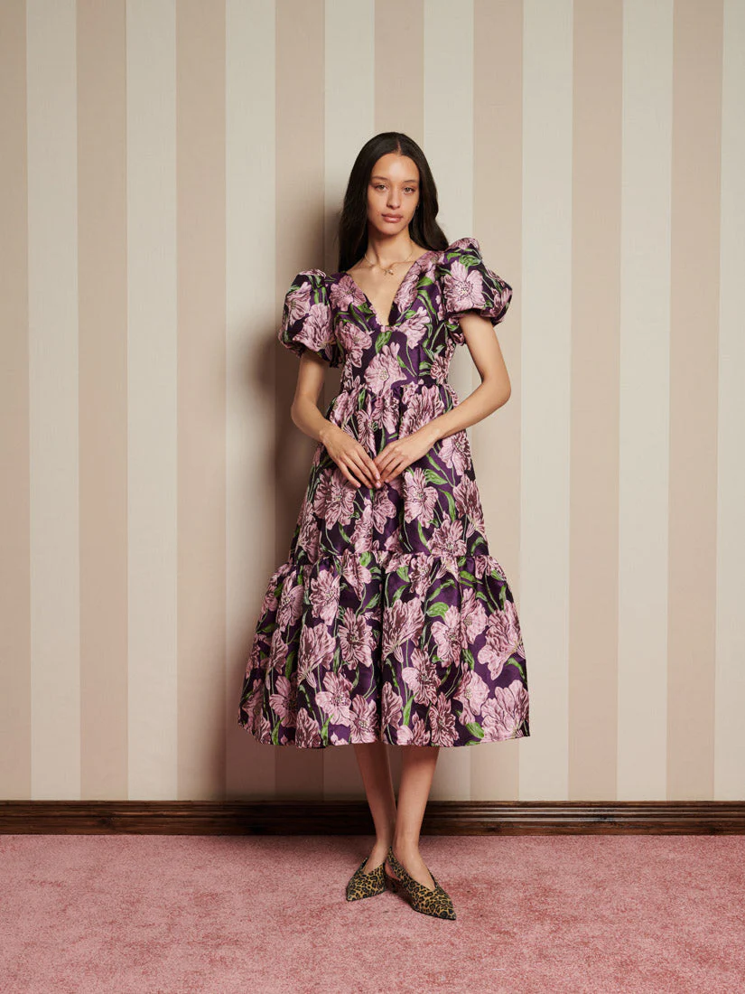 Floraison Jacquard Midi Dress - Image 4