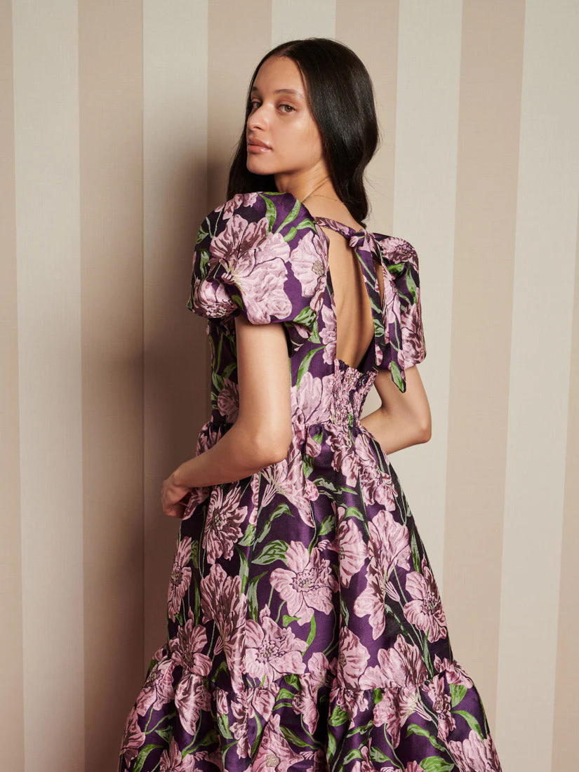 Floraison Jacquard Midi Dress - Image 5