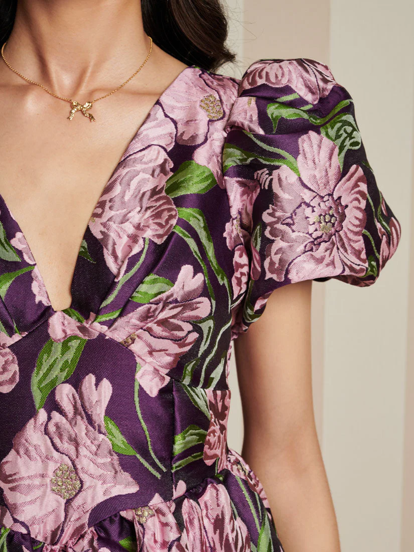 Floraison Jacquard Midi Dress - Image 6