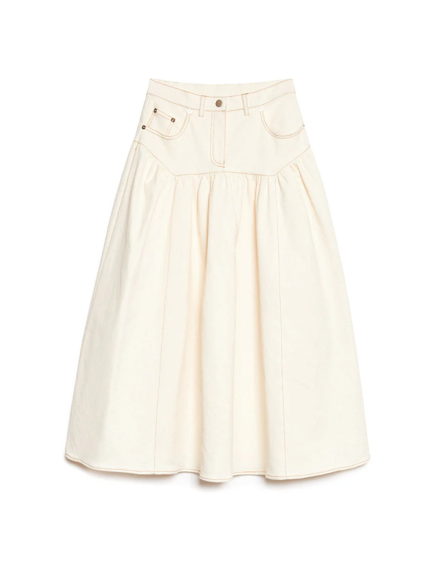 <b> Ghospell </b> Quincey Drill Midi Skirt - Image 7