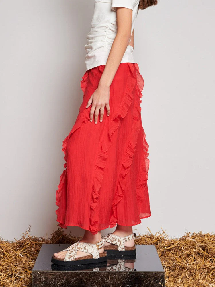 <b> Ghospell </b> Wynn Flounced Midi Skirt - Image 3