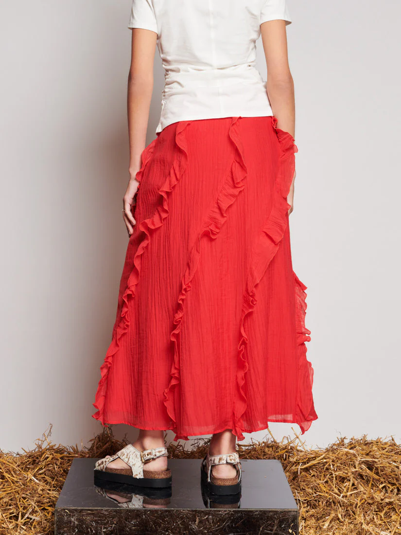 <b> Ghospell </b> Wynn Flounced Midi Skirt - Image 4